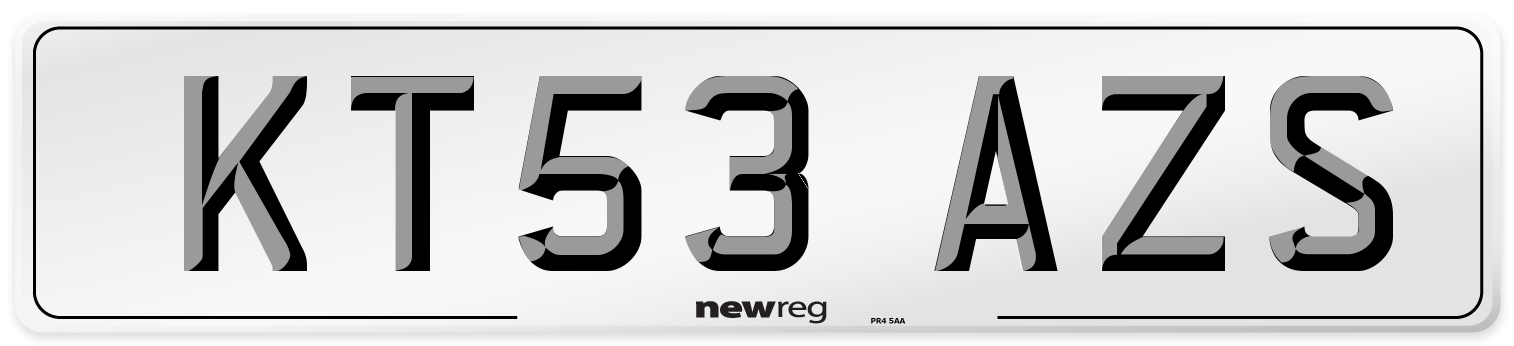 KT53 AZS Number Plate from New Reg